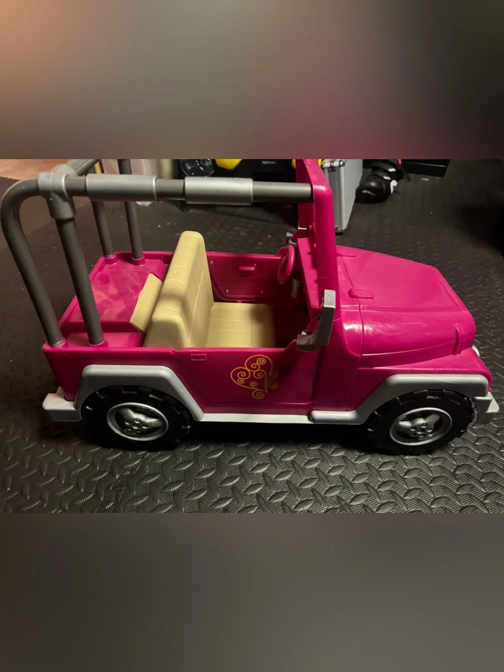 Pink Kids Ride-On Toy Jeep with Beige Seats